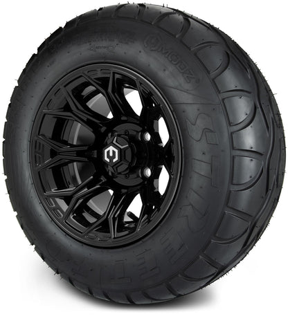 MODZ® 12" Halo Glossy Black Wheels & Street Tires Combo