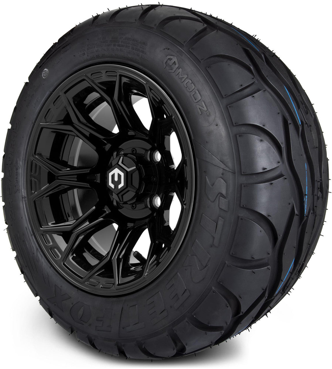 MODZ® 12" Halo Glossy Black Wheels & Street Tires Combo