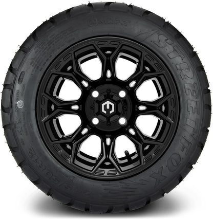 MODZ® 12" Halo Glossy Black Wheels & Street Tires Combo