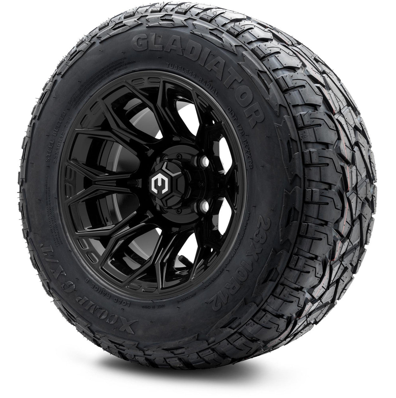 MODZ® 12" Halo Glossy Black Wheels & Off-Road Tires Combo