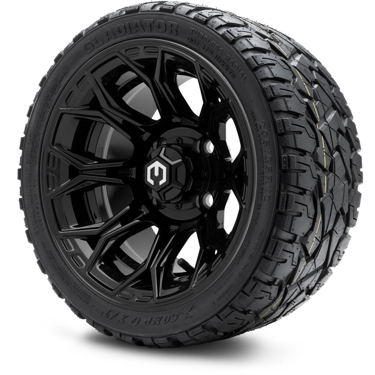 MODZ® 12" Halo Glossy Black Wheels & Off-Road Tires Combo