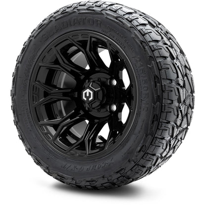 MODZ® 12" Halo Glossy Black Wheels & Off-Road Tires Combo