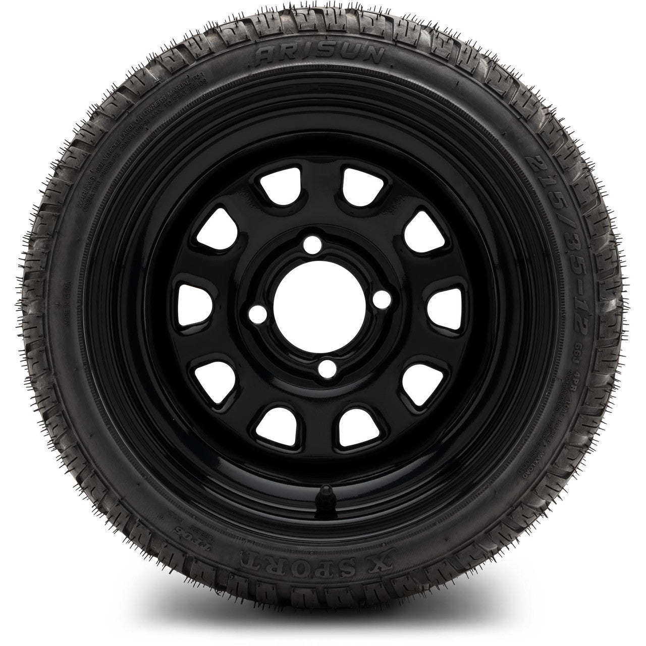 MODZ® 12" Steel D-Window Glossy Black Wheels & Street Tires Combo