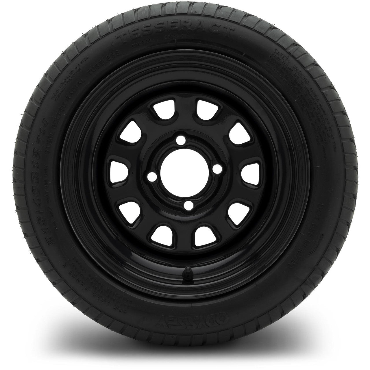 MODZ® 12" Steel D-Window Glossy Black Wheels & Street Tires Combo