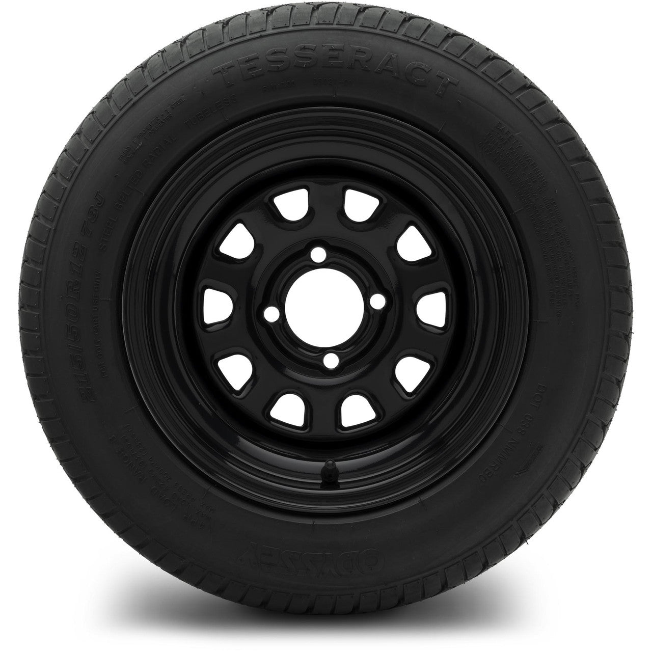 MODZ® 12" Steel D-Window Glossy Black Wheels & Street Tires Combo