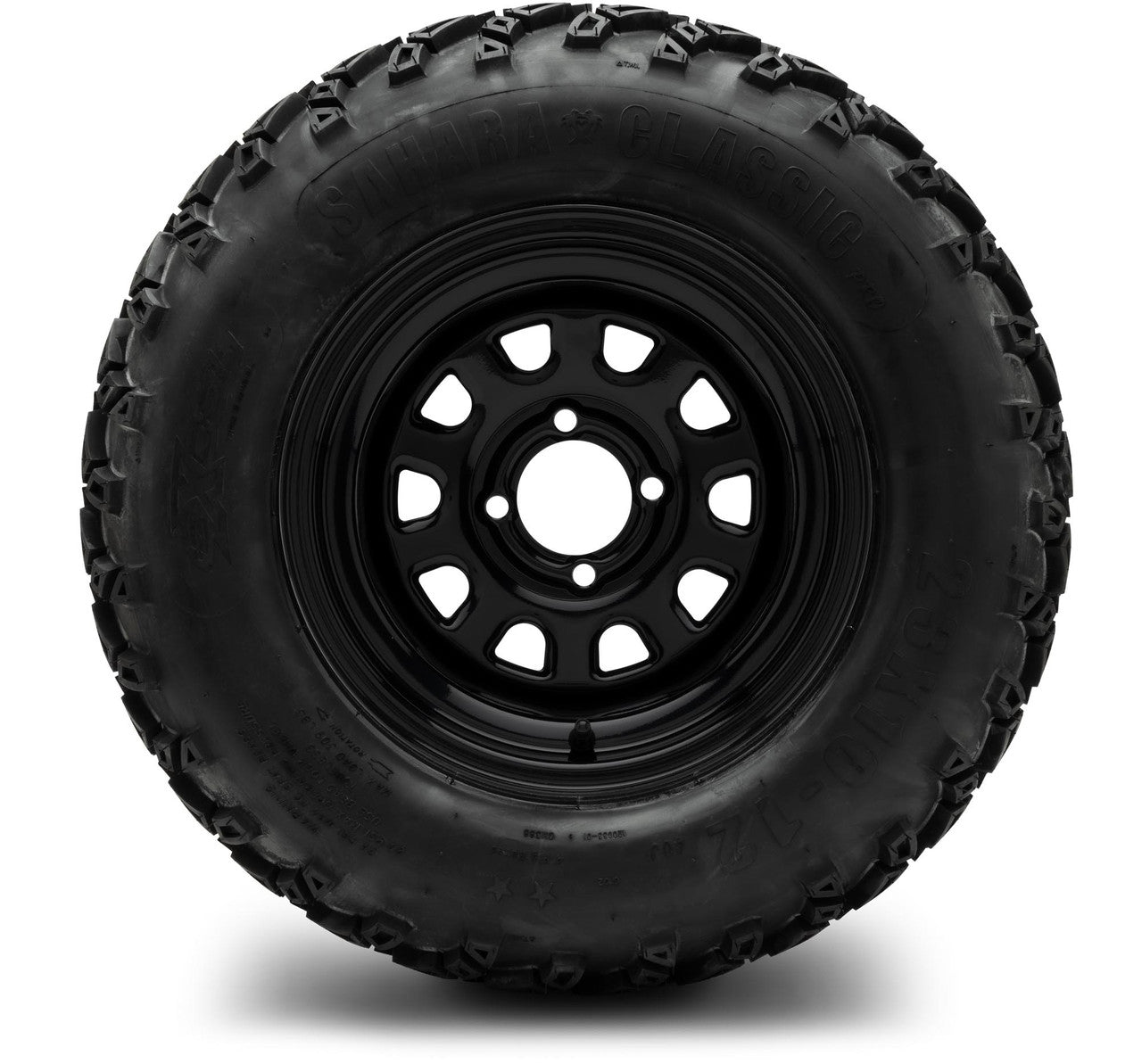MODZ® 12" Steel D-Window Glossy Black Wheels & Off-Road Tires Combo