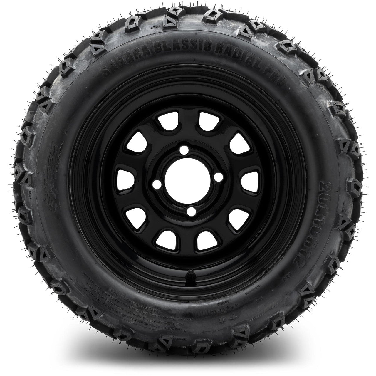 MODZ® 12" Steel D-Window Glossy Black Wheels & Off-Road Tires Combo