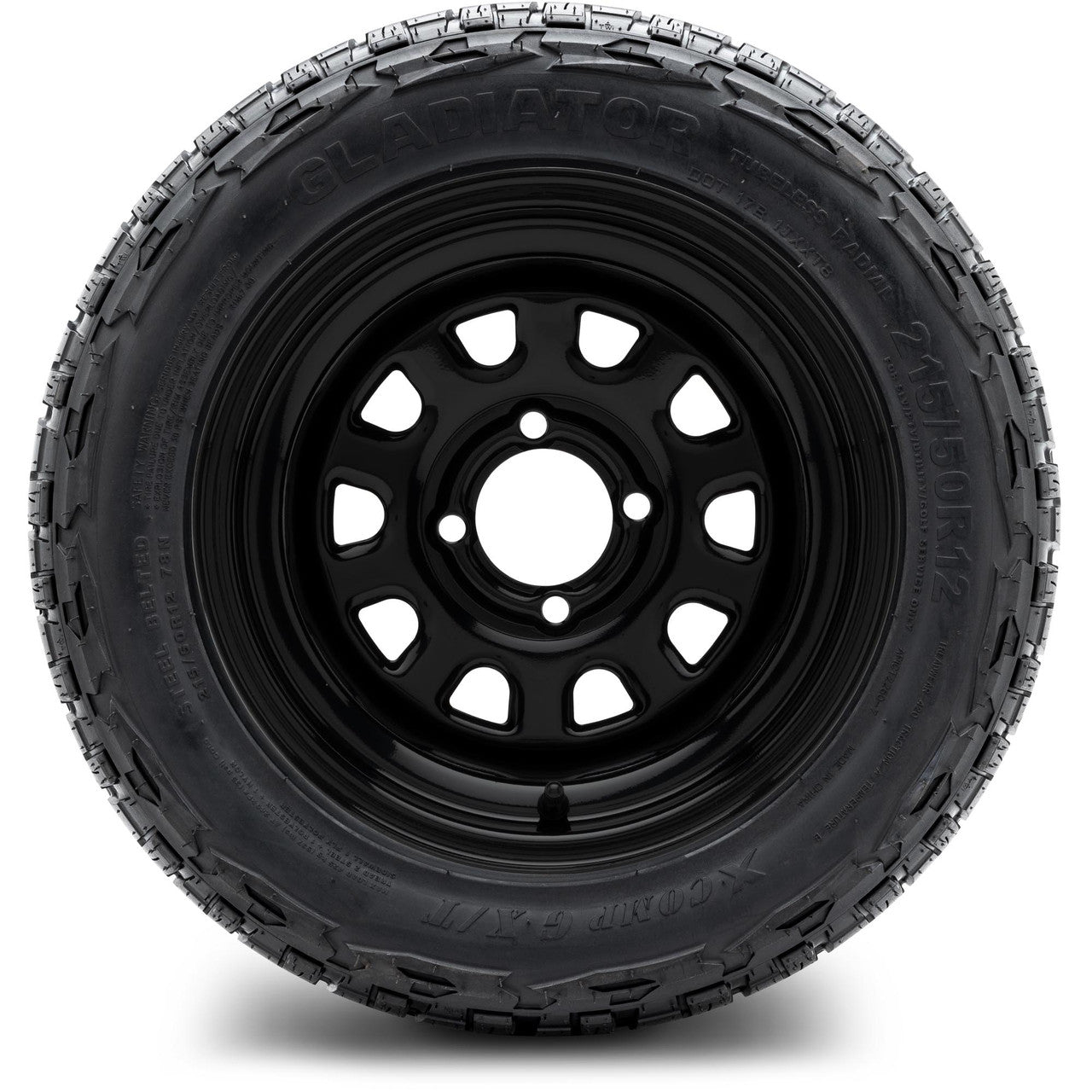 MODZ® 12" Steel D-Window Glossy Black Wheels & Off-Road Tires Combo