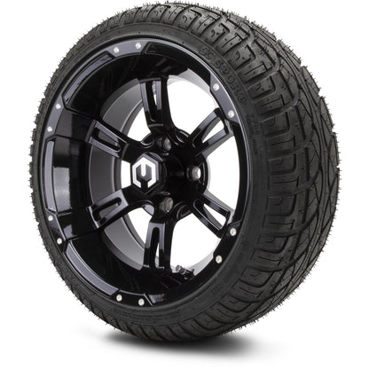 MODZ® 14" Ambush Glossy Black Wheels & Street Tires Combo