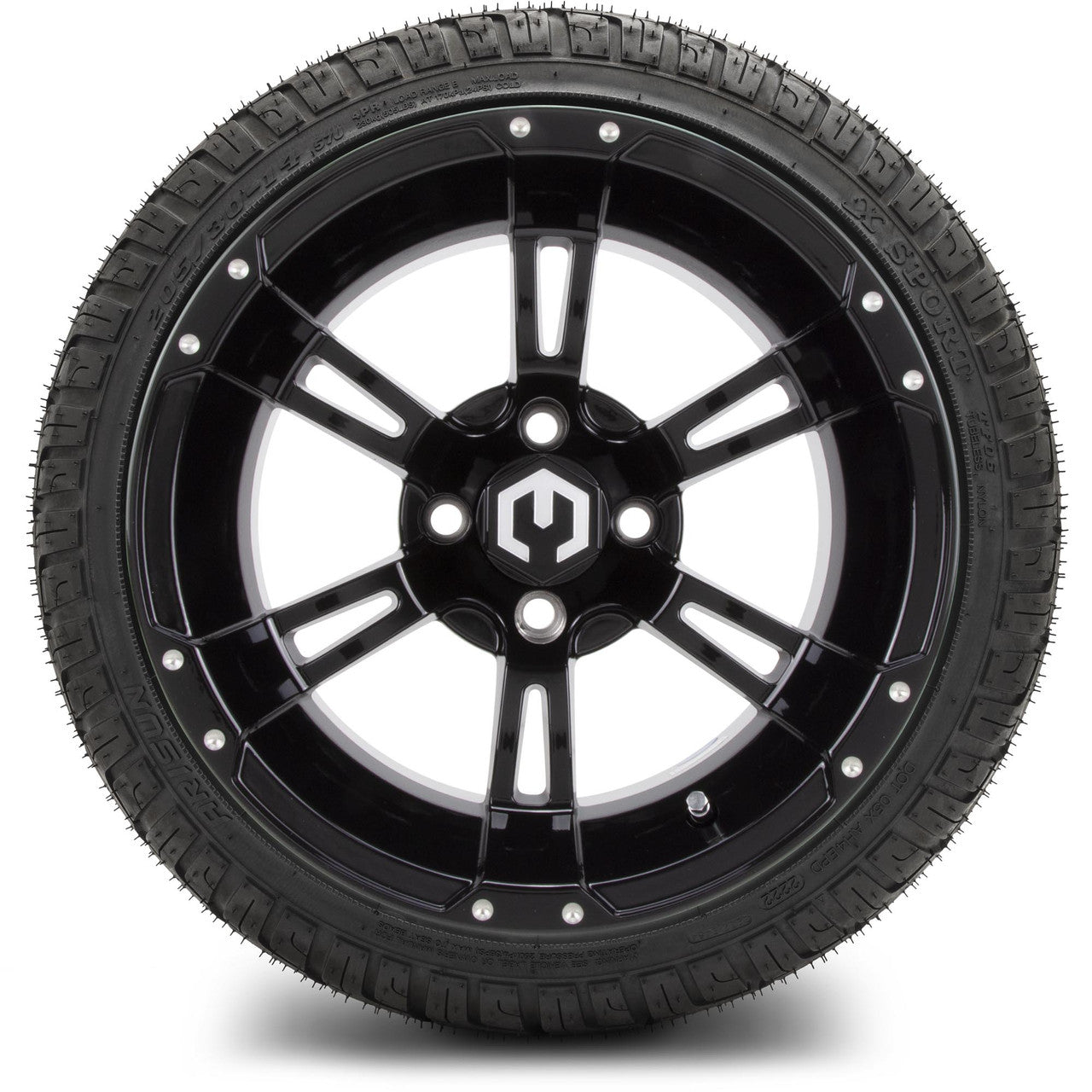 MODZ® 14" Ambush Glossy Black Wheels & Street Tires Combo
