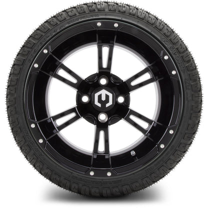 MODZ® 14" Ambush Glossy Black Wheels & Street Tires Combo
