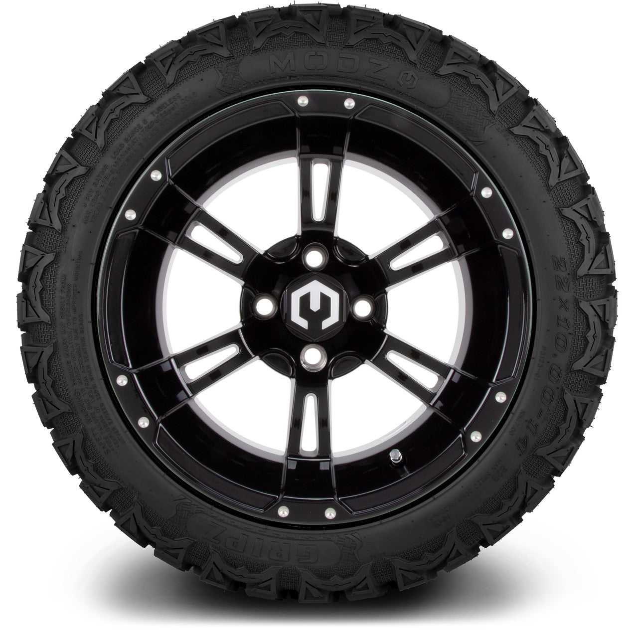 MODZ® 14" Ambush Glossy Black Wheels & Off-Road Tires Combo