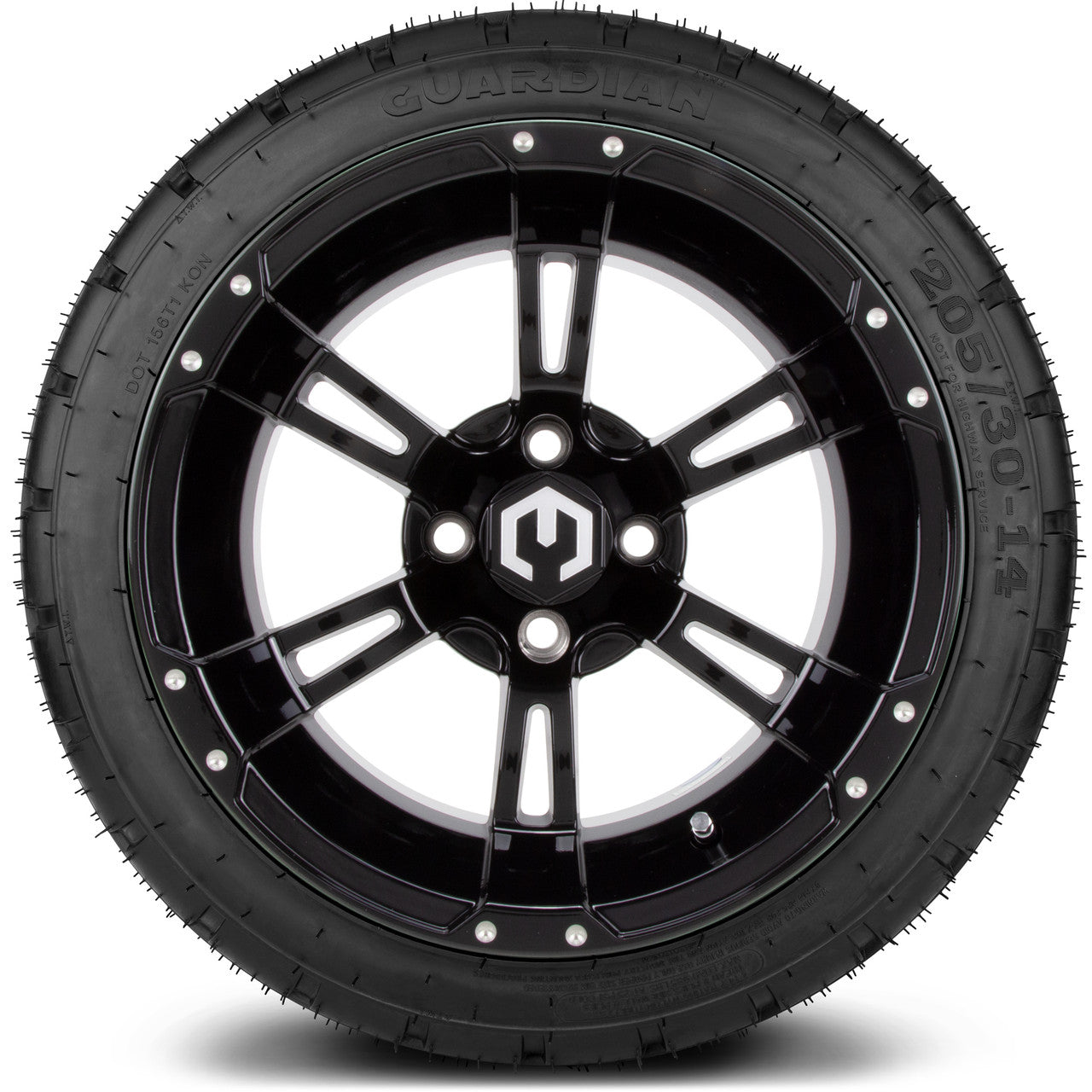 MODZ® 14" Ambush Glossy Black Wheels & Street Tires Combo