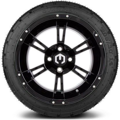 MODZ® 14" Ambush Glossy Black Wheels & Street Tires Combo