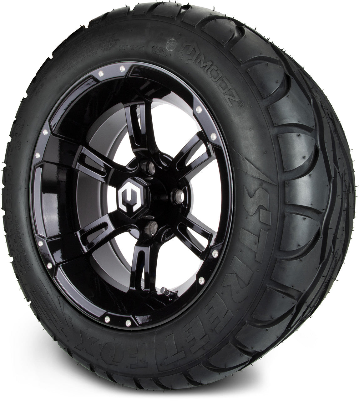 MODZ® 14" Ambush Glossy Black Wheels & Street Tires Combo