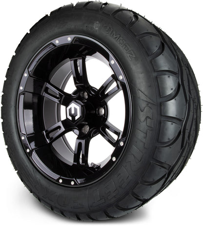 MODZ® 14" Ambush Glossy Black Wheels & Street Tires Combo