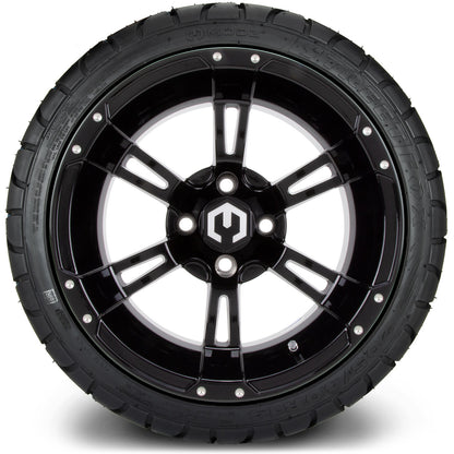 MODZ® 14" Ambush Glossy Black Wheels & Street Tires Combo