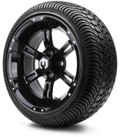 MODZ® 14" Ambush Glossy Black Wheels & Street Tires Combo