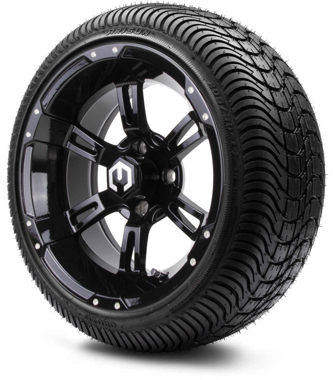 MODZ® 14" Ambush Glossy Black Wheels & Street Tires Combo