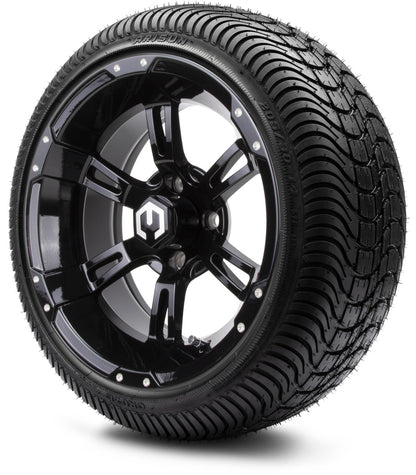 MODZ® 14" Ambush Glossy Black Wheels & Street Tires Combo