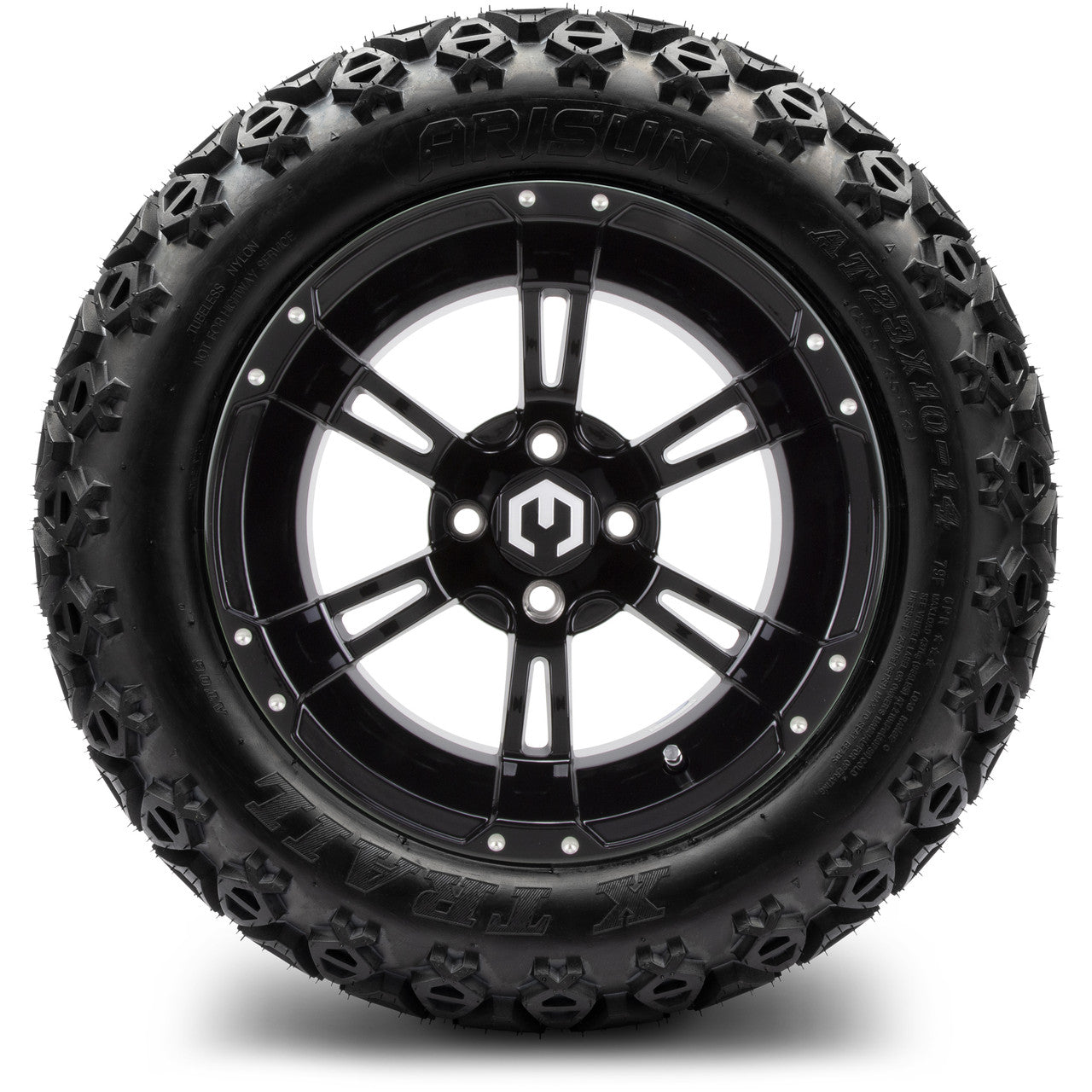 MODZ® 14" Ambush Glossy Black Wheels & Off-Road Tires Combo
