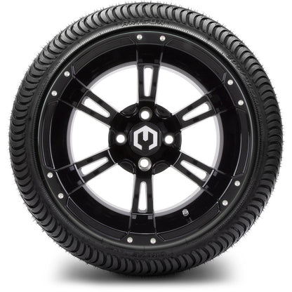 MODZ® 14" Ambush Glossy Black Wheels & Street Tires Combo