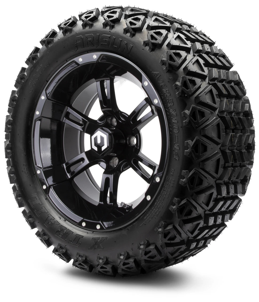 MODZ® 14" Ambush Glossy Black Wheels & Off-Road Tires Combo