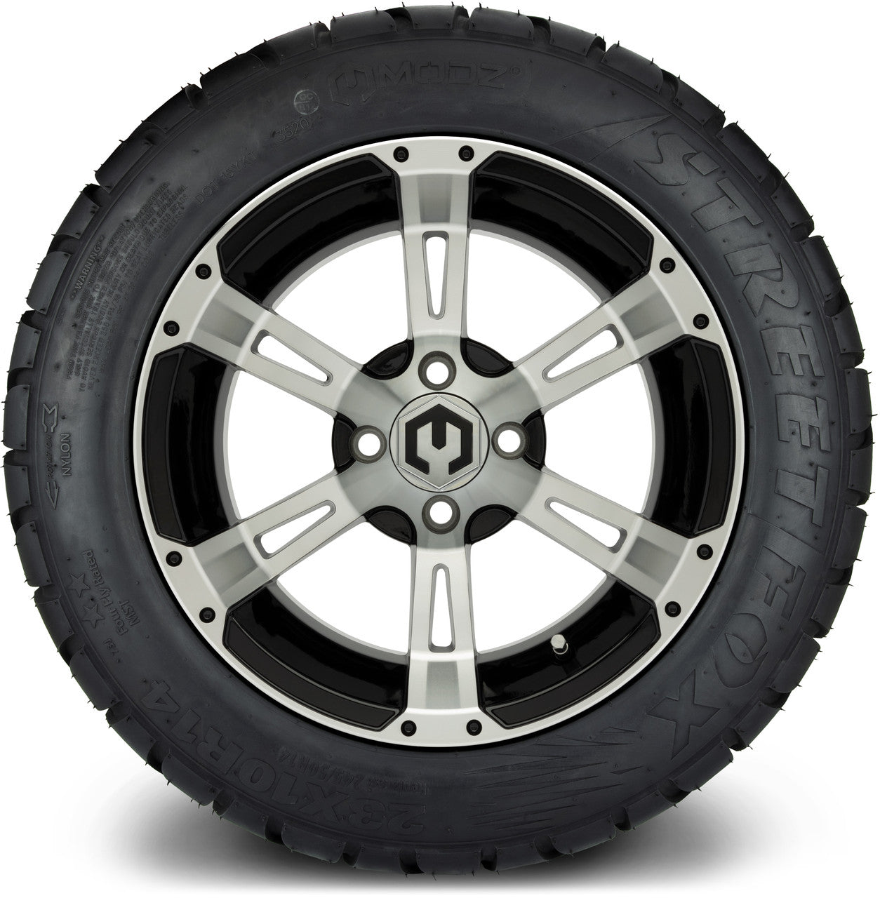 MODZ® 14" Ambush Machined Black Wheels & Street Tires Combo
