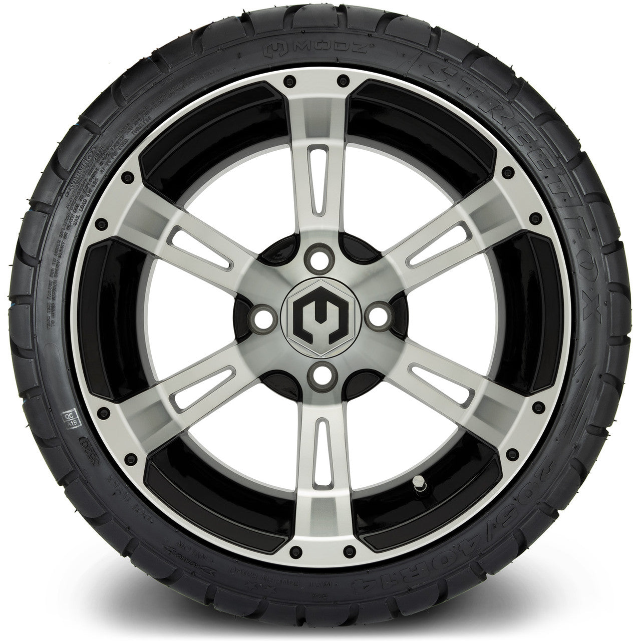 MODZ® 14" Ambush Machined Black Wheels & Street Tires Combo