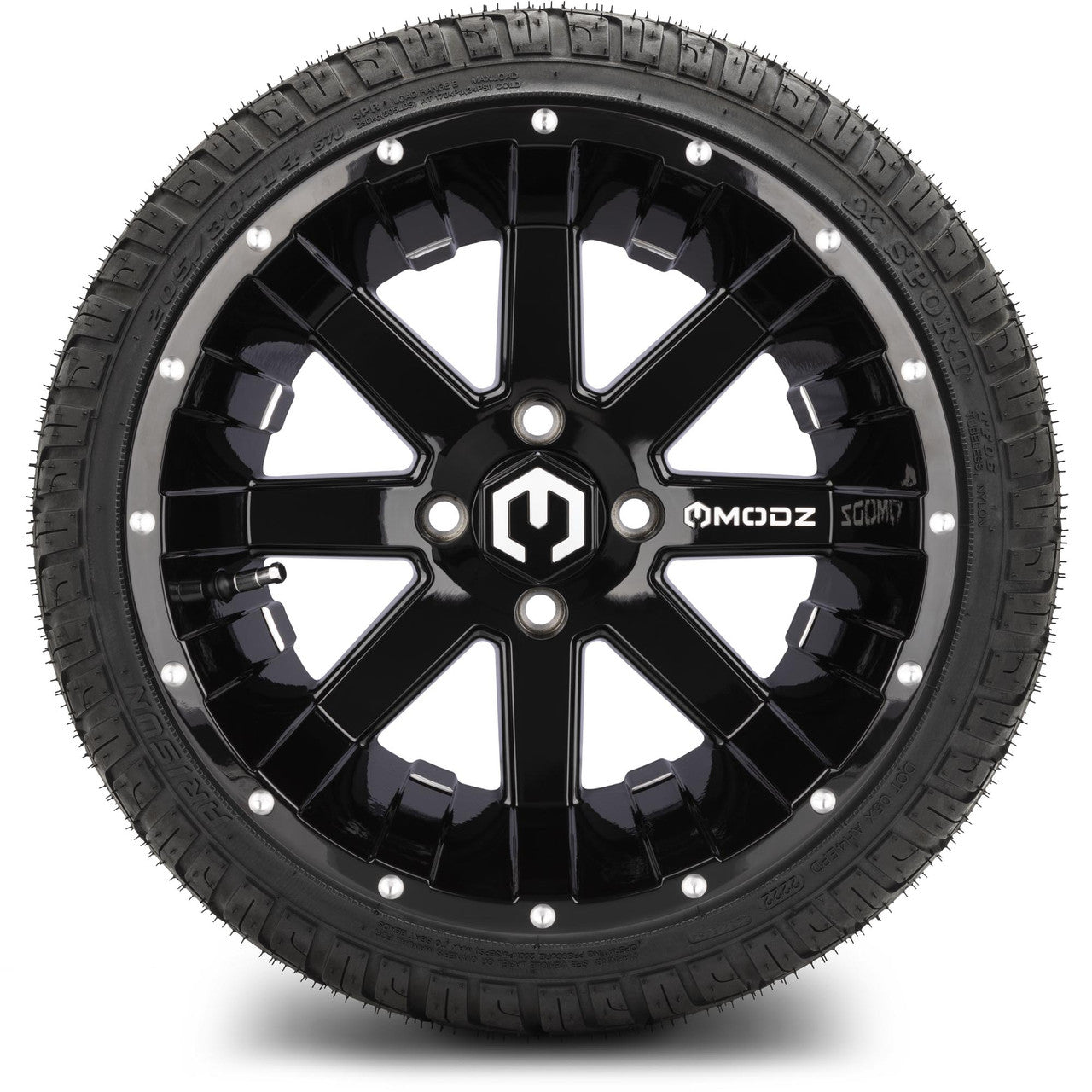 MODZ® 14" Assault Glossy Black with Ball Mill Wheels & Street Tires Combo