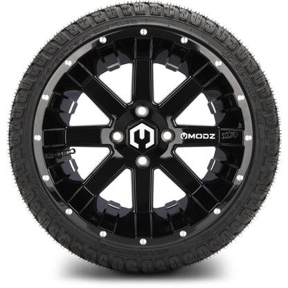 MODZ® 14" Assault Glossy Black with Ball Mill Wheels & Street Tires Combo