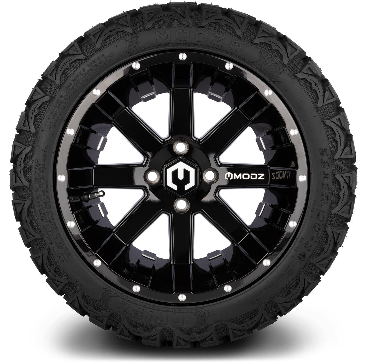 MODZ® 14" Assault Glossy Black with Ball Mill Wheels & Off-Road Tires Combo