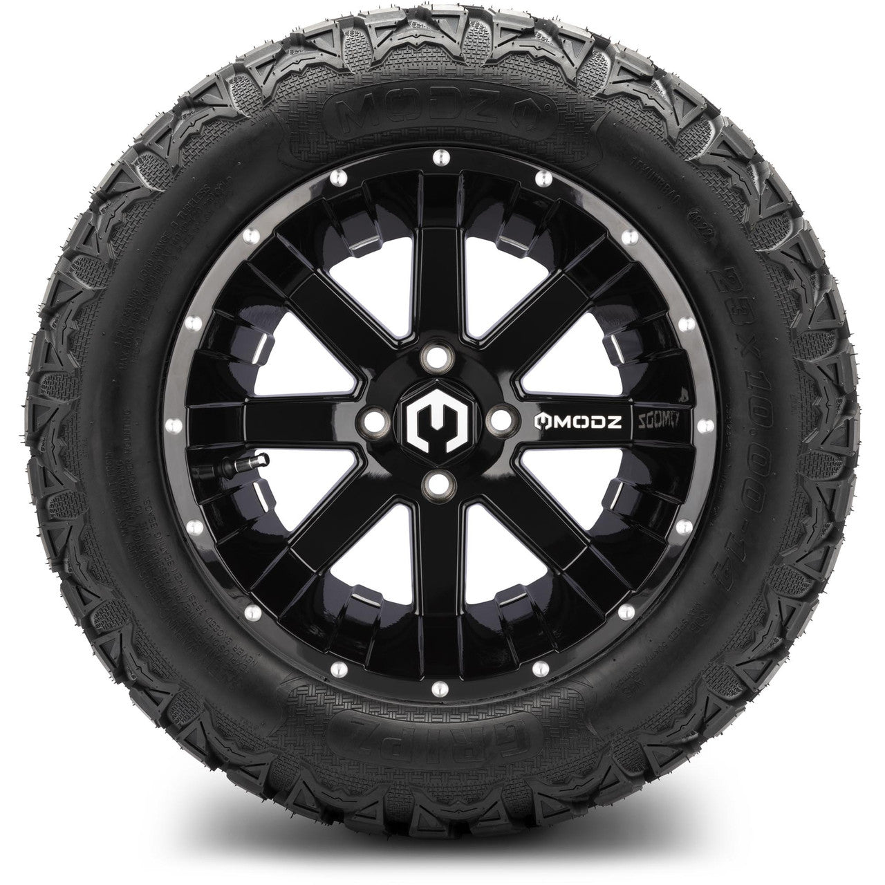 MODZ® 14" Assault Glossy Black with Ball Mill Wheels & Off-Road Tires Combo