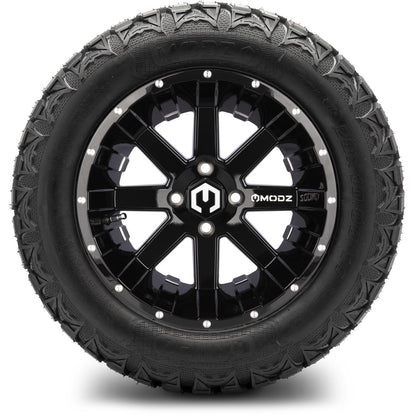 MODZ® 14" Assault Glossy Black with Ball Mill Wheels & Off-Road Tires Combo