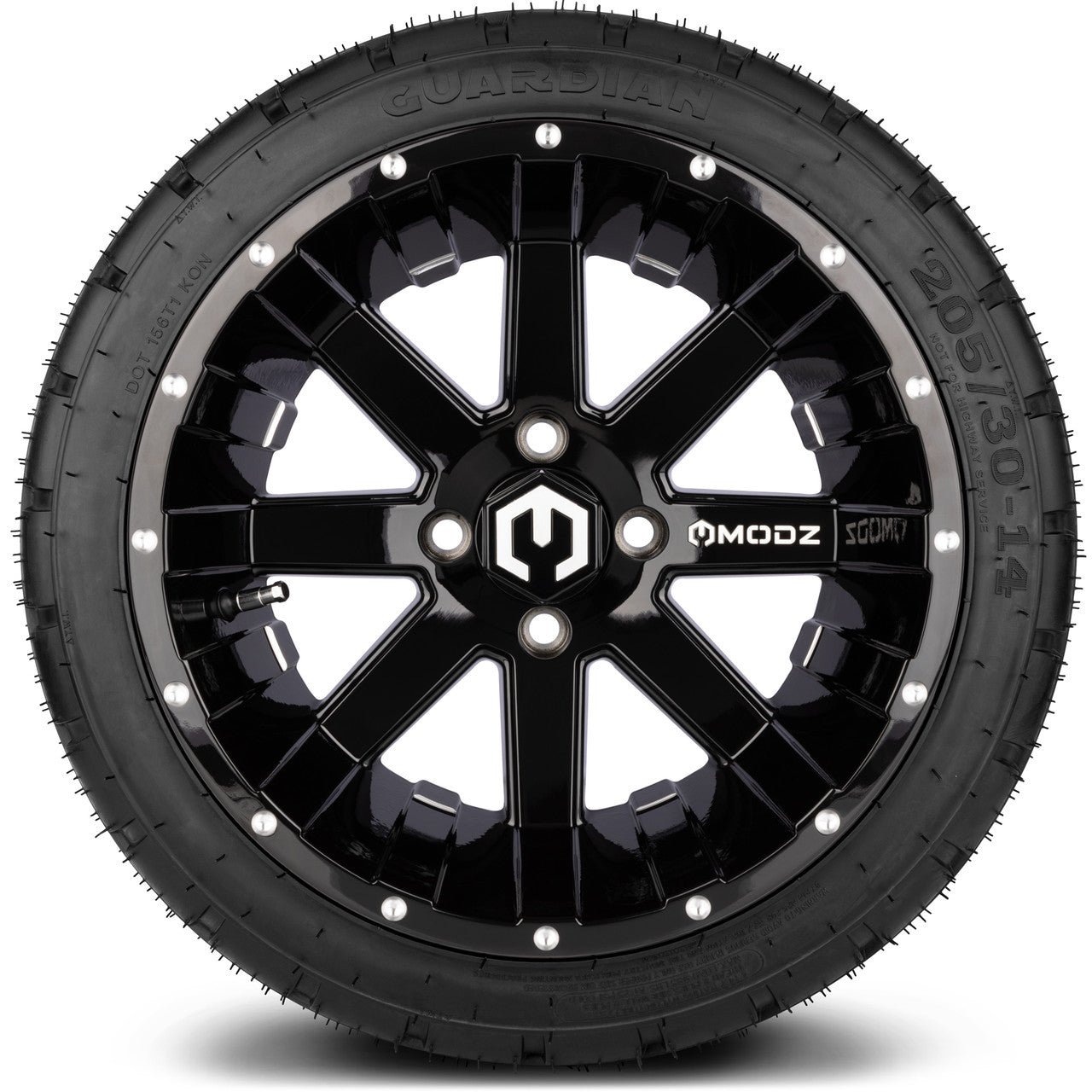 MODZ® 14" Assault Glossy Black with Ball Mill Wheels & Street Tires Combo
