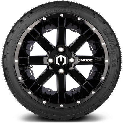 MODZ® 14" Assault Glossy Black with Ball Mill Wheels & Street Tires Combo