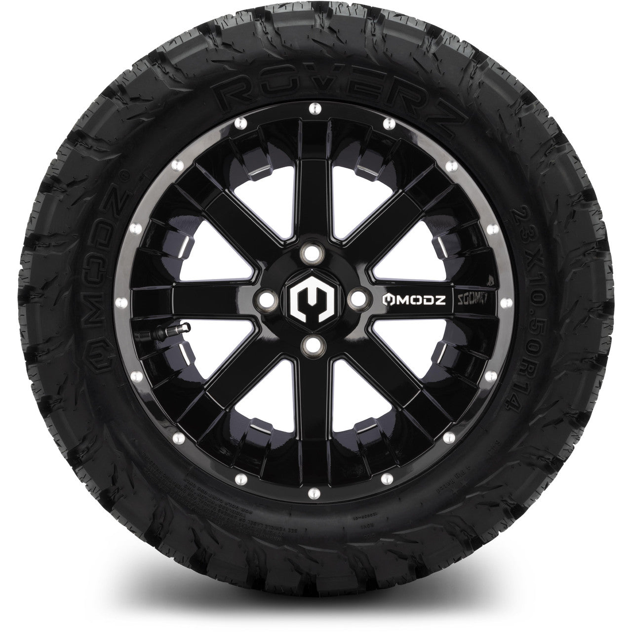 MODZ® 14" Assault Glossy Black with Ball Mill Wheels & Off-Road Tires Combo