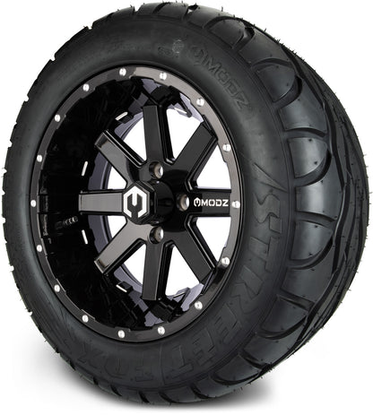 MODZ® 14" Assault Glossy Black with Ball Mill Wheels & Street Tires Combo