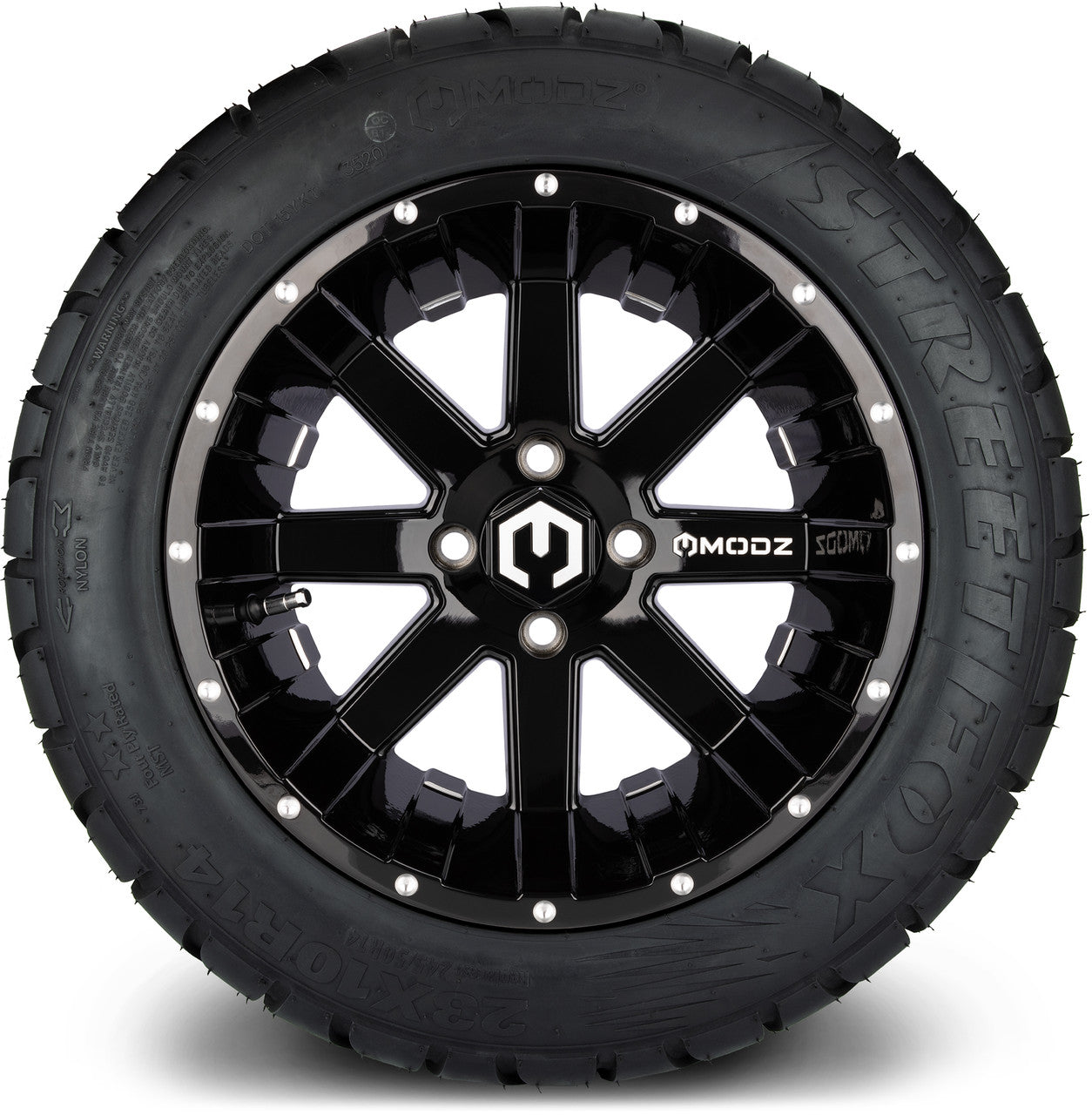 MODZ® 14" Assault Glossy Black with Ball Mill Wheels & Street Tires Combo