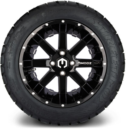 MODZ® 14" Assault Glossy Black with Ball Mill Wheels & Street Tires Combo