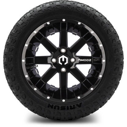MODZ® 14" Assault Glossy Black with Ball Mill Wheels & Off-Road Tires Combo