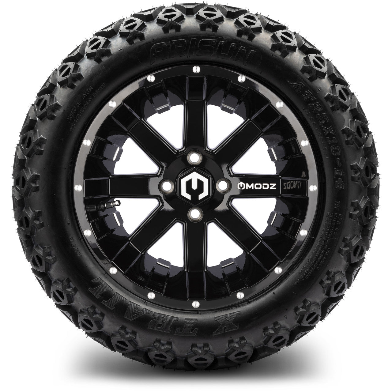 MODZ® 14" Assault Glossy Black with Ball Mill Wheels & Off-Road Tires Combo