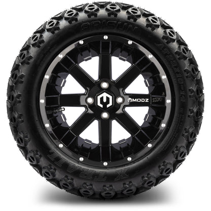 MODZ® 14" Assault Glossy Black with Ball Mill Wheels & Off-Road Tires Combo