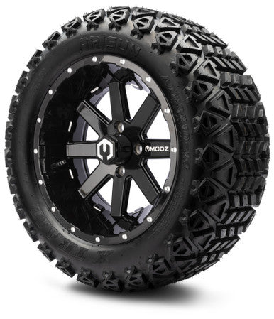 MODZ® 14" Assault Glossy Black with Ball Mill Wheels & Off-Road Tires Combo