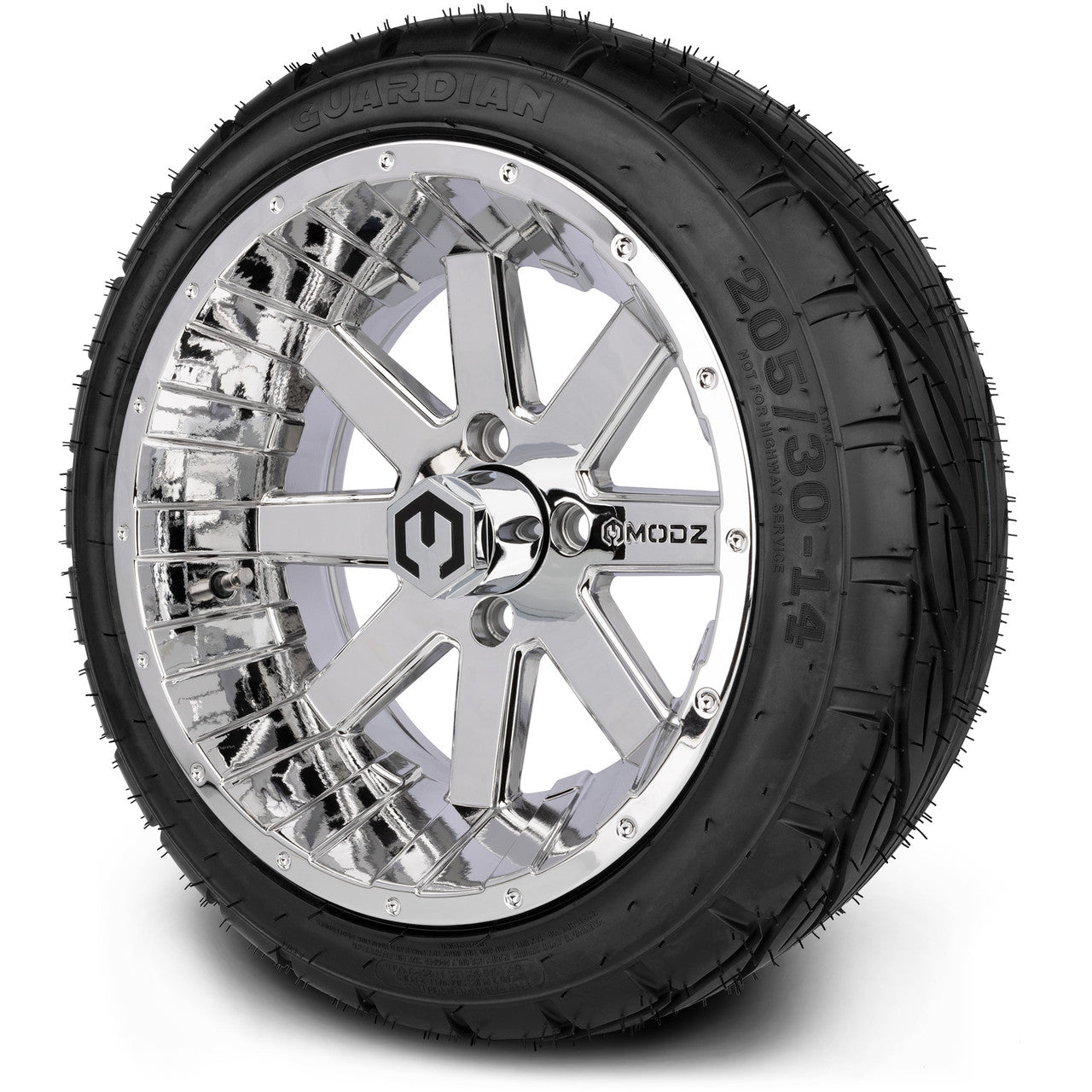 MODZ® 14" Assault Chrome Wheels & Street Tires Combo