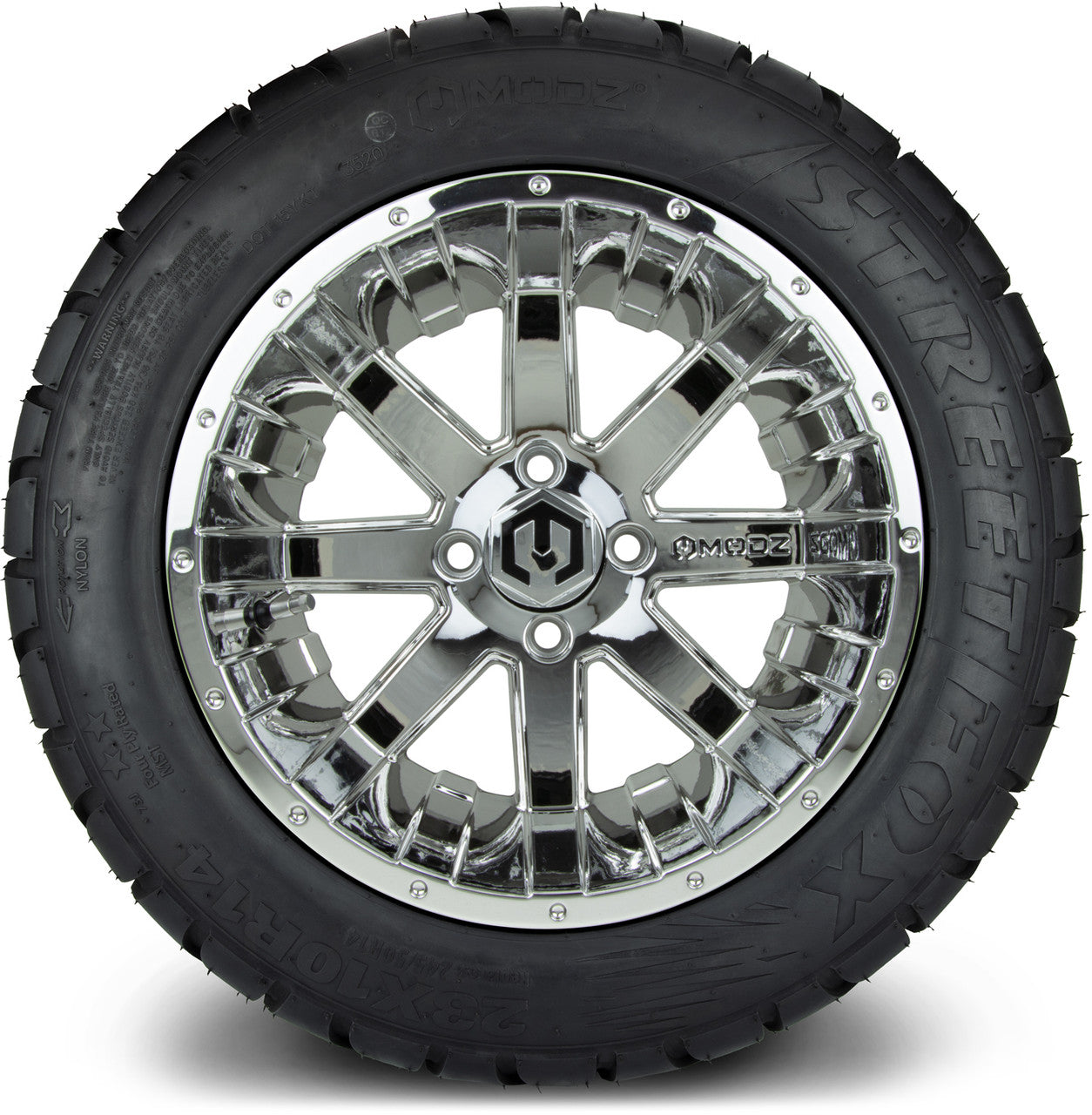 MODZ® 14" Assault Chrome Wheels & Street Tires Combo