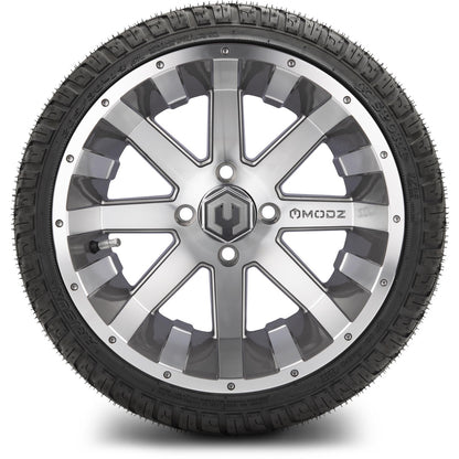 MODZ® 14" Assault Machined Gunmetal Wheels & Street Tires Combo