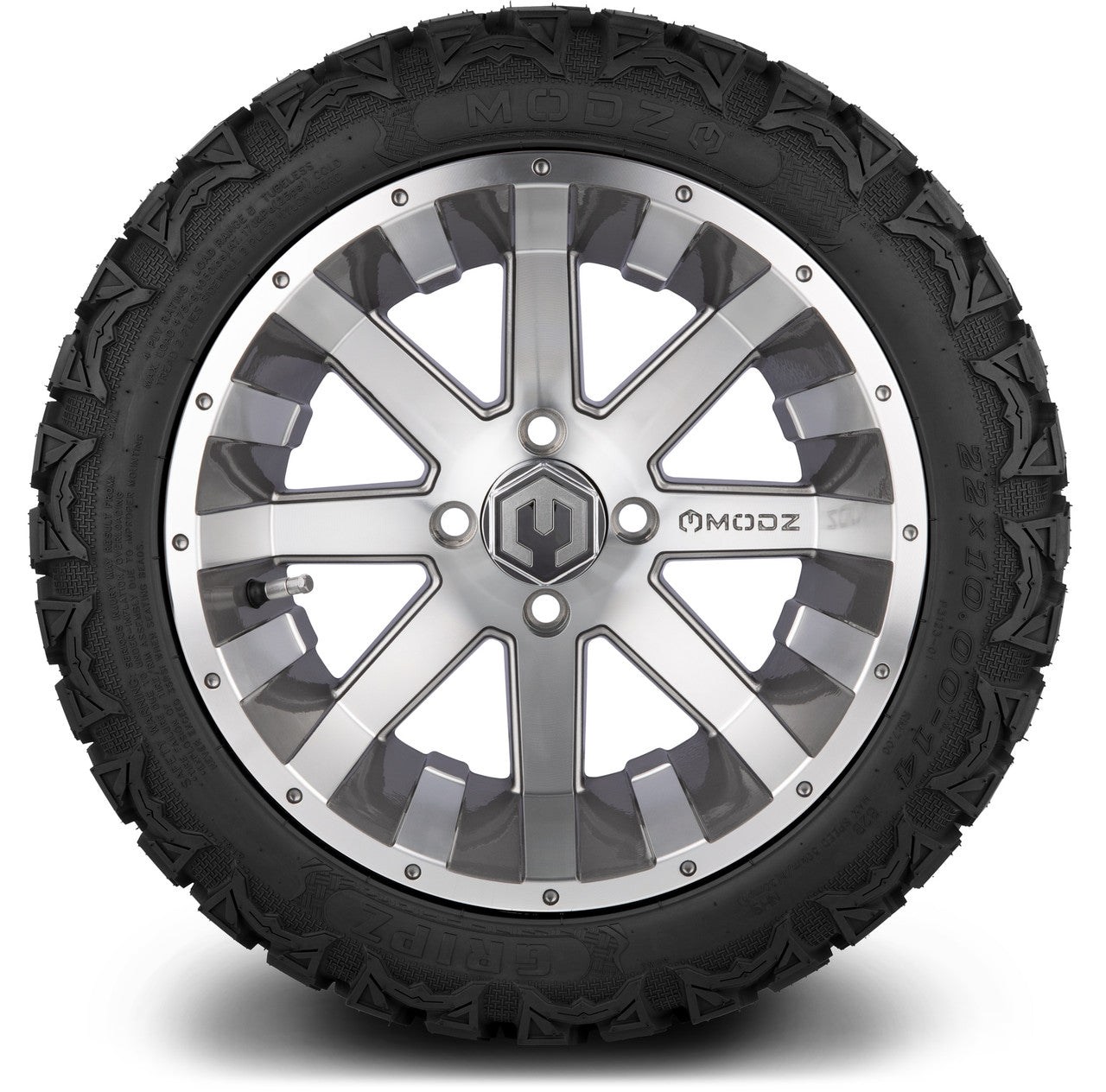 MODZ® 14" Assault Machined Gunmetal Wheels & Off-Road Tires Combo