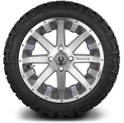 MODZ® 14" Assault Machined Gunmetal Wheels & Off-Road Tires Combo