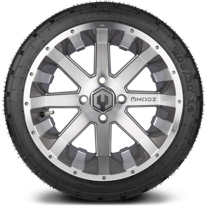 MODZ® 14" Assault Machined Gunmetal Wheels & Street Tires Combo